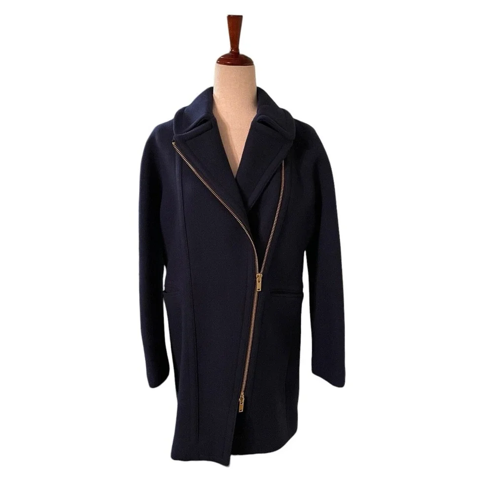 JCrew Stadium Cloth Nello Gori Jacket Wool Blend Blue Women's Sz 4 Excellent - Picture 5 of 10
